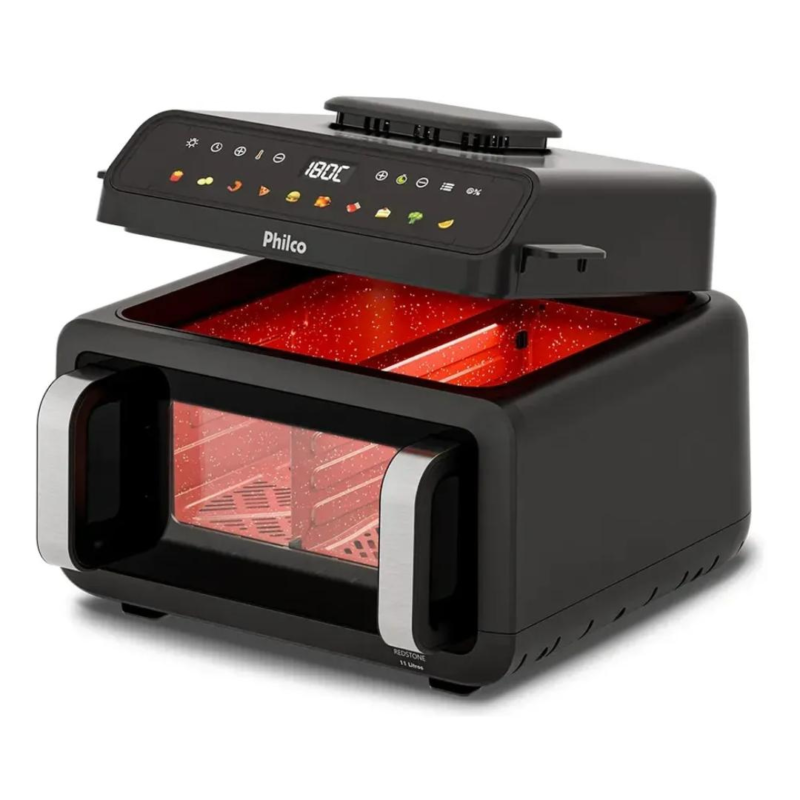 Air Fryer Barbecue Philco 11l 10em1 Visor Glass 1900w Turbo